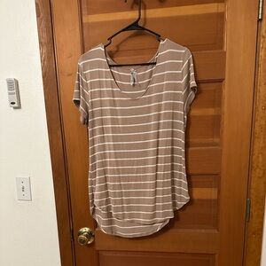 Jo & Co Casual Striped Beige Women's Tee